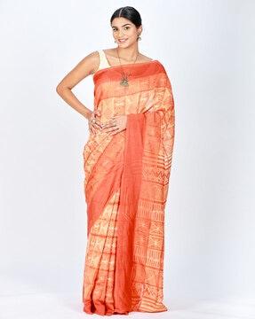 geometric print chanderi silk shibori saree