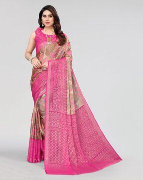 geometric print chiffon saree