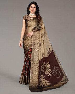 geometric print chiffon saree