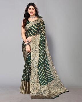 geometric print chiffon saree