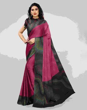 geometric print chiffon saree