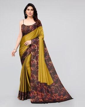 geometric print chiffon saree