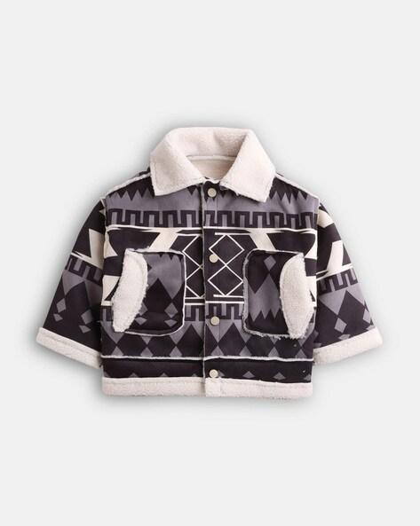 geometric print coat