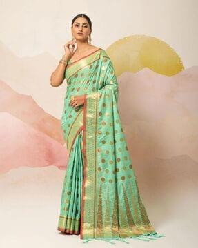 geometric print cotton blend saree