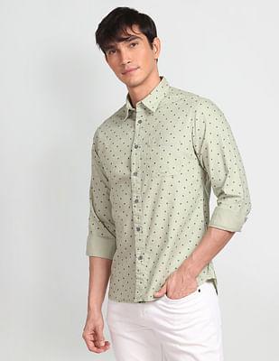 geometric print cotton casual  shirt