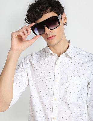 geometric print cotton casual shirt