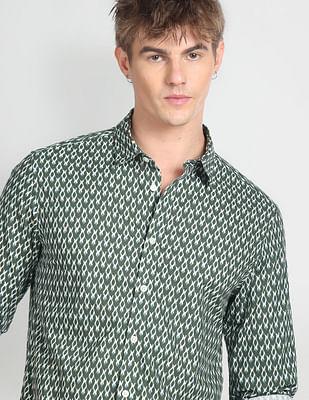 geometric print cotton casual shirt