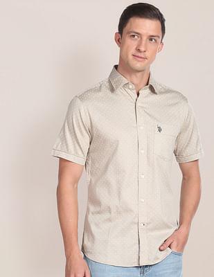 geometric print cotton casual shirt