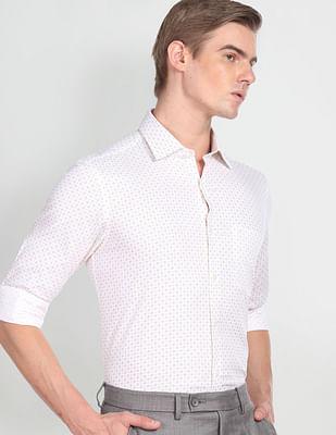 geometric print cotton dobby shirt