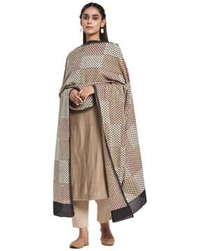 geometric print cotton dupatta