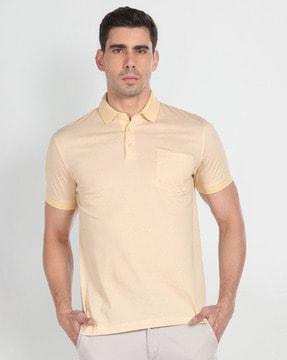 geometric print cotton polo shirt