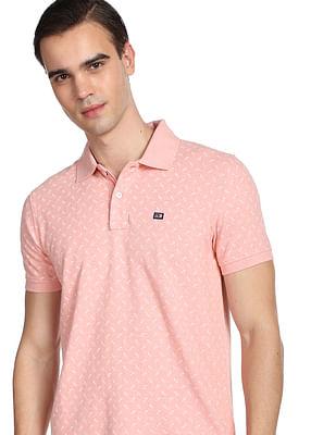 geometric print cotton polo shirt