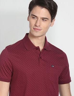 geometric print cotton polo shirt