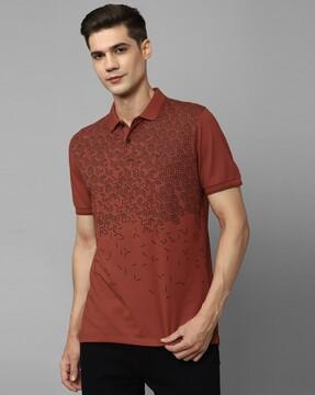 geometric print cotton polo t-shirt