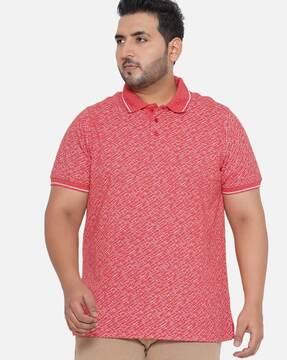 geometric print cotton polo t-shirt