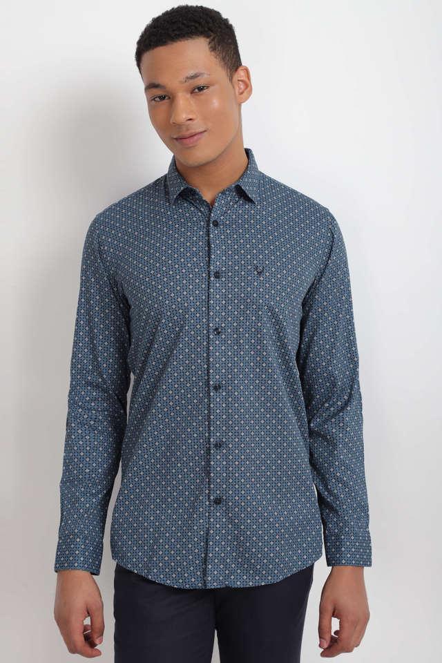 geometric print cotton regular fit mens formal wear shirt