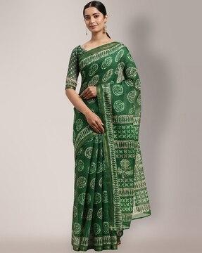 geometric print cotton saree