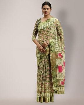 geometric print cotton saree