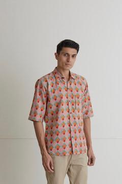 geometric print cotton shirt