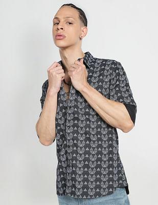 geometric print cotton shirt