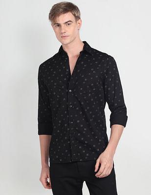 geometric print cotton shirt