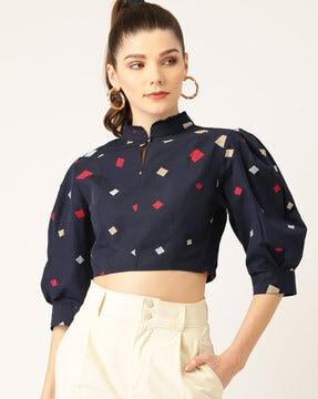 geometric print crop top