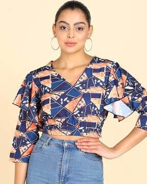 geometric print crop top