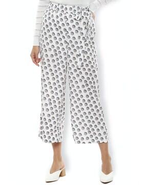 geometric print culottes with waist tie-up