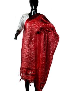 geometric print dupatta with tassels