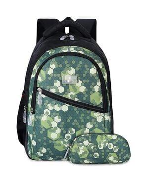 geometric print everyday backpack with pouch