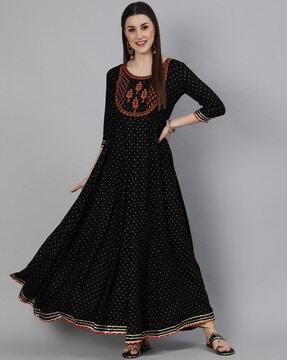 geometric print flared kurta