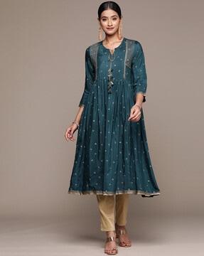 geometric print flared kurta