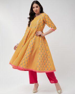 geometric print flared kurta