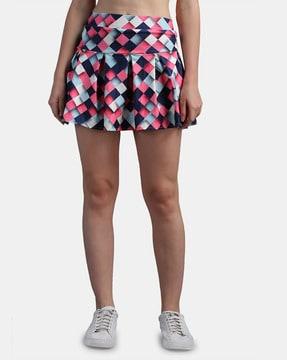 geometric print flared mini skirt