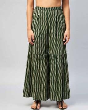 geometric print flared palazzos