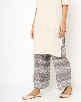 geometric print flared pants