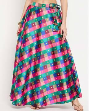 geometric print flared skirt