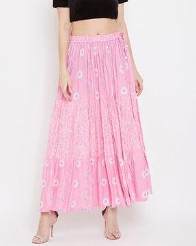 geometric print flared skirt