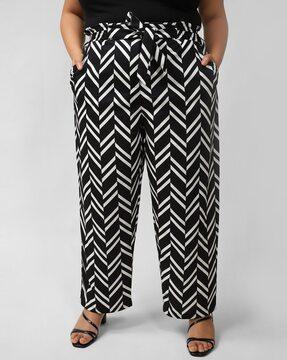 geometric print flat-front pants