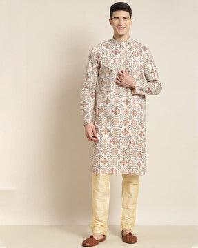 geometric print full sleeve long kurta