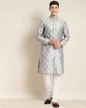 geometric print full sleeve long kurta