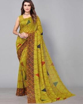 geometric print georgette saree