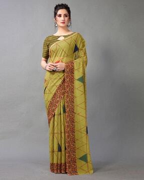 geometric print georgette saree