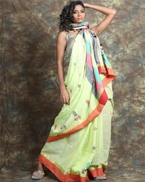 geometric print handloom saree