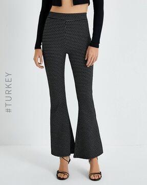 geometric print high-rise boot-cut pants