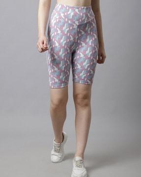 geometric print high-rise shorts