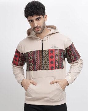 geometric print hooded sweatshirt