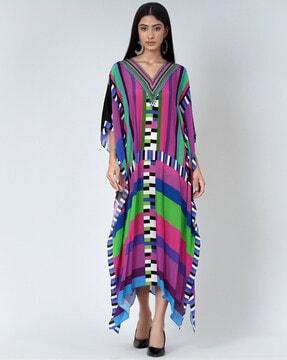 geometric print kaftan dress