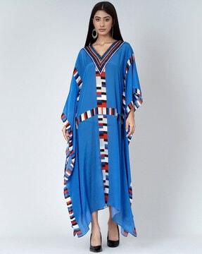 geometric print kaftan dress