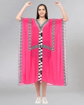 geometric print kaftan dress